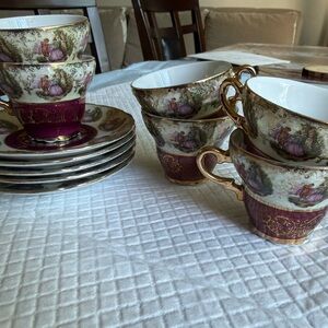 Elegant Gold and Purple Tea Set
